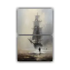 GENERICO - Set 2 Cuadros Modernos Coloridos Velero Grande En 40x60 Cm