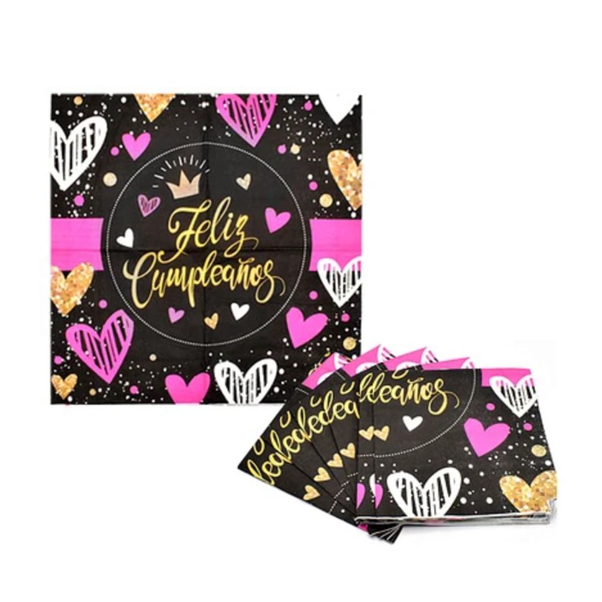 GENERICO - Servilletas Feliz Cumpleaños Rosa Y Fucsia 33X33Cm