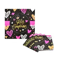 GENERICO - Servilletas Feliz Cumpleaños Rosa Y Fucsia 33X33Cm