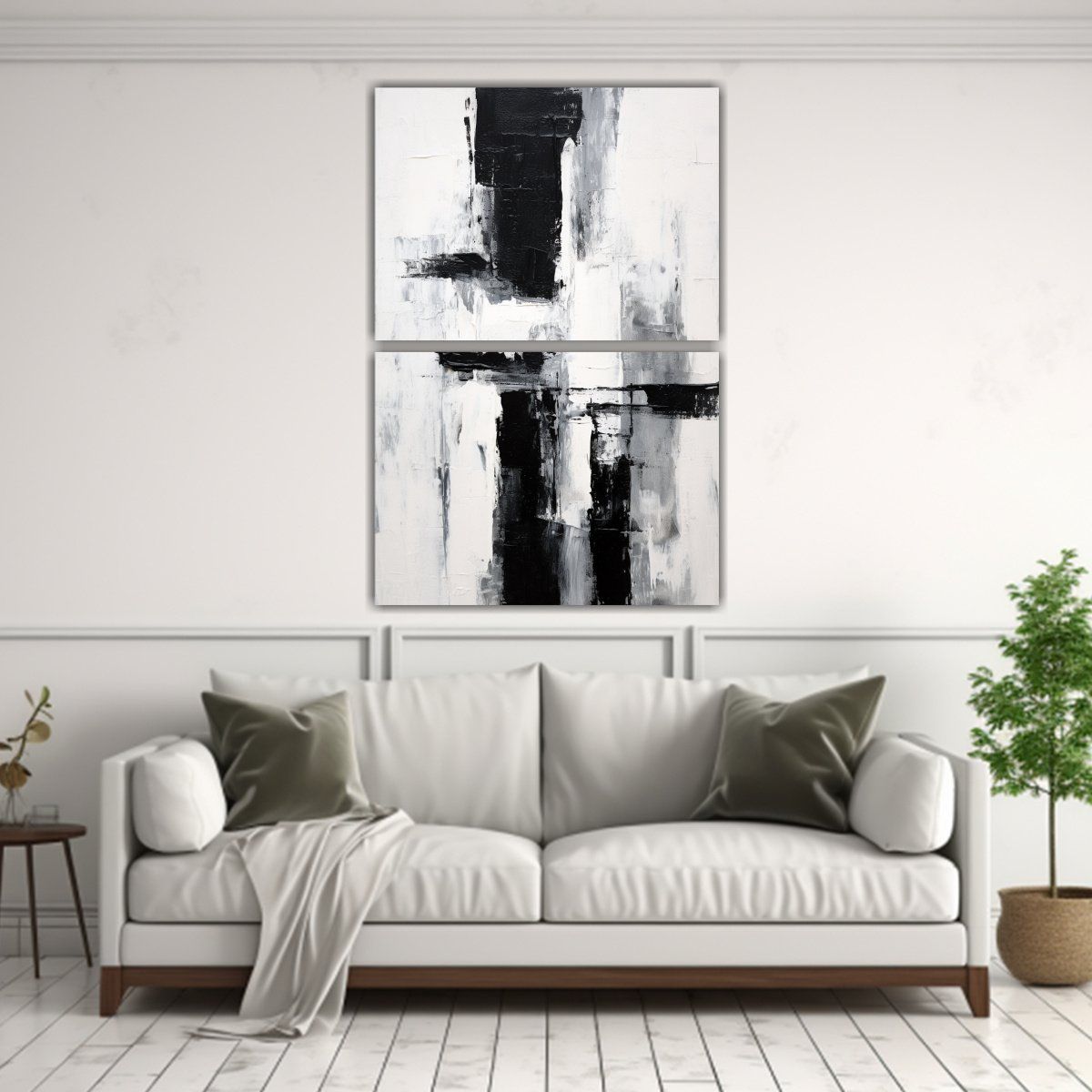 GENERICO - Pinturas Abstractas En Blanco Y Negro Con Estilo 45x60 Cm