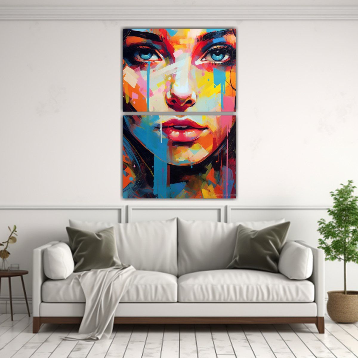GENERICO - Pintura De Una Chica En Estilo óptico Vibrante 45x60 Cm