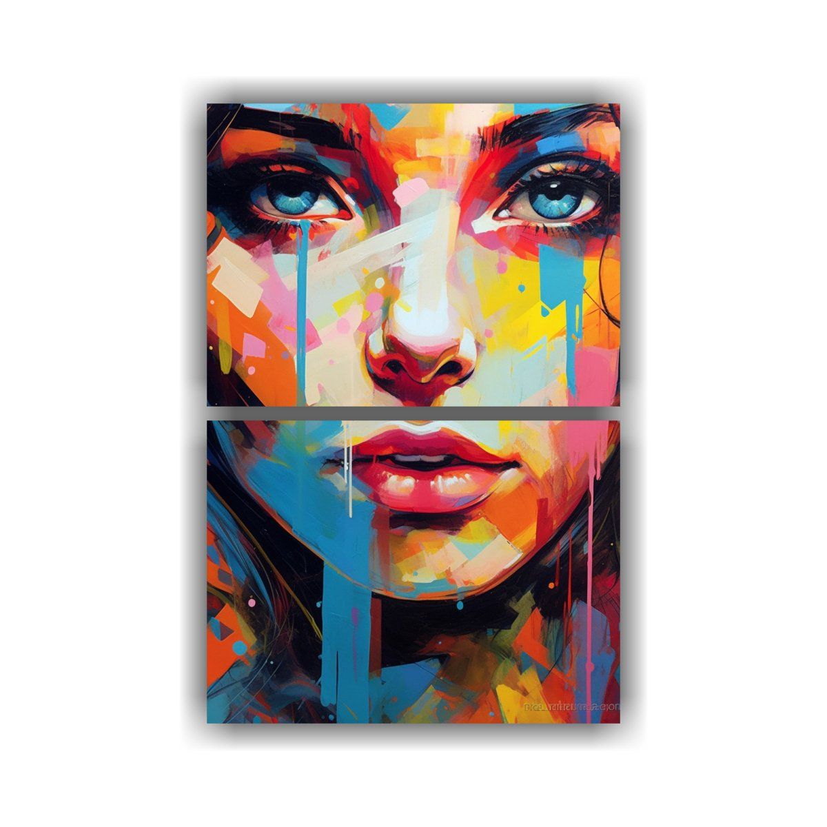 GENERICO - Pintura De Una Chica En Estilo óptico Vibrante 40x60 Cm
