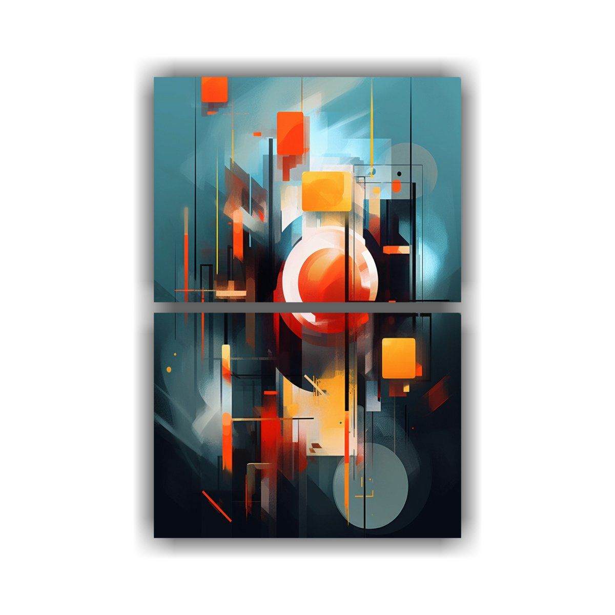 GENERICO - Arte Abstracto Asimétrico En Dos Bastidores 40x60 Cm