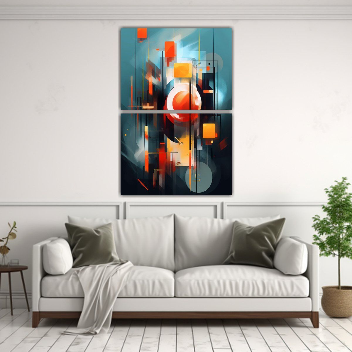 GENERICO - Arte Abstracto Asimétrico En Dos Bastidores 40x60 Cm