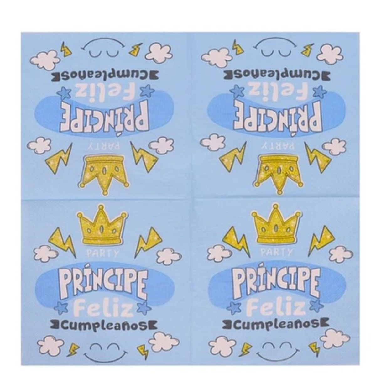 GENERICO - Servilletas Celeste Principe Feliz Cumpleaños 16Pcs 33X33Cm