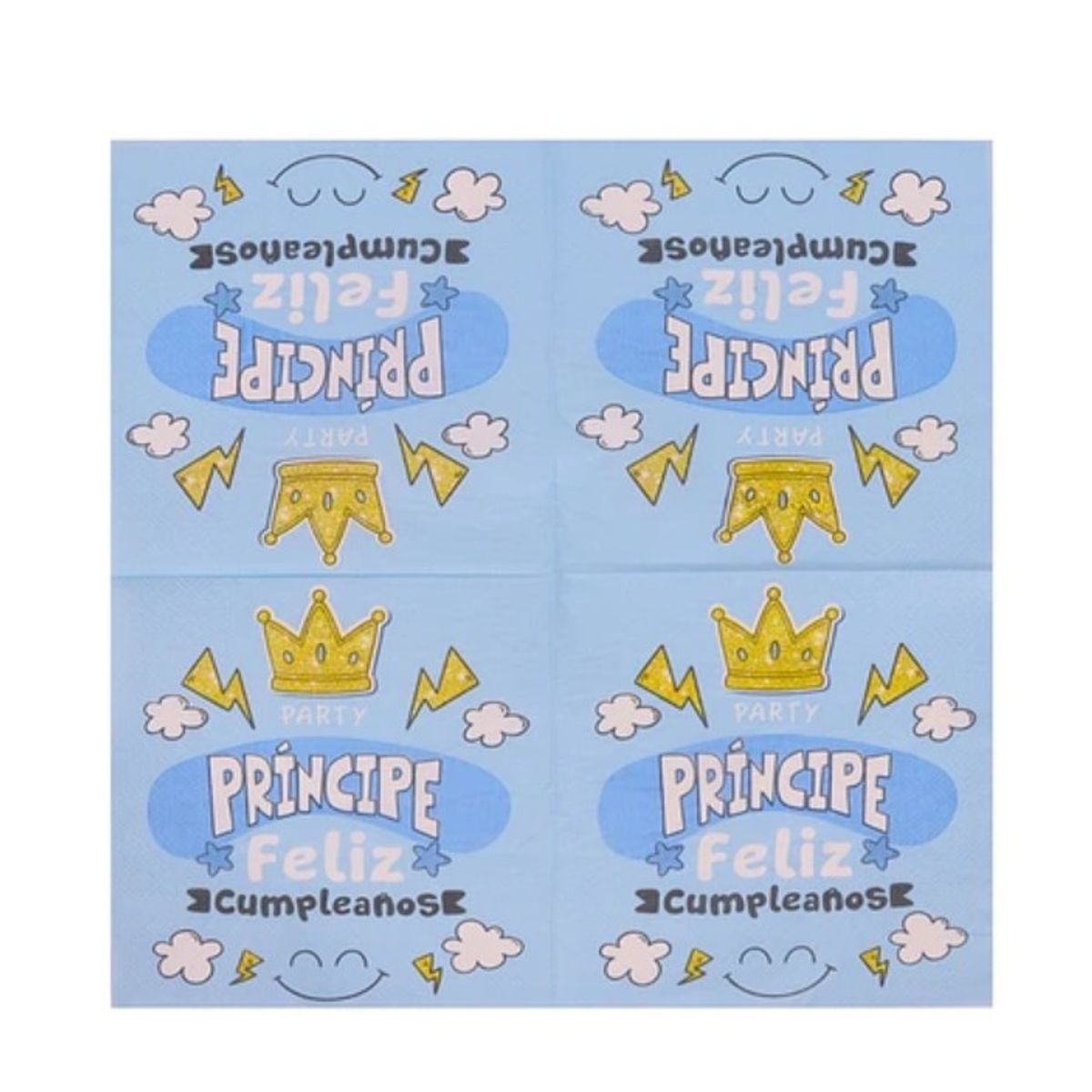 GENERICO - Servilletas Celeste Principe Feliz Cumpleaños 16Pcs 33X33Cm
