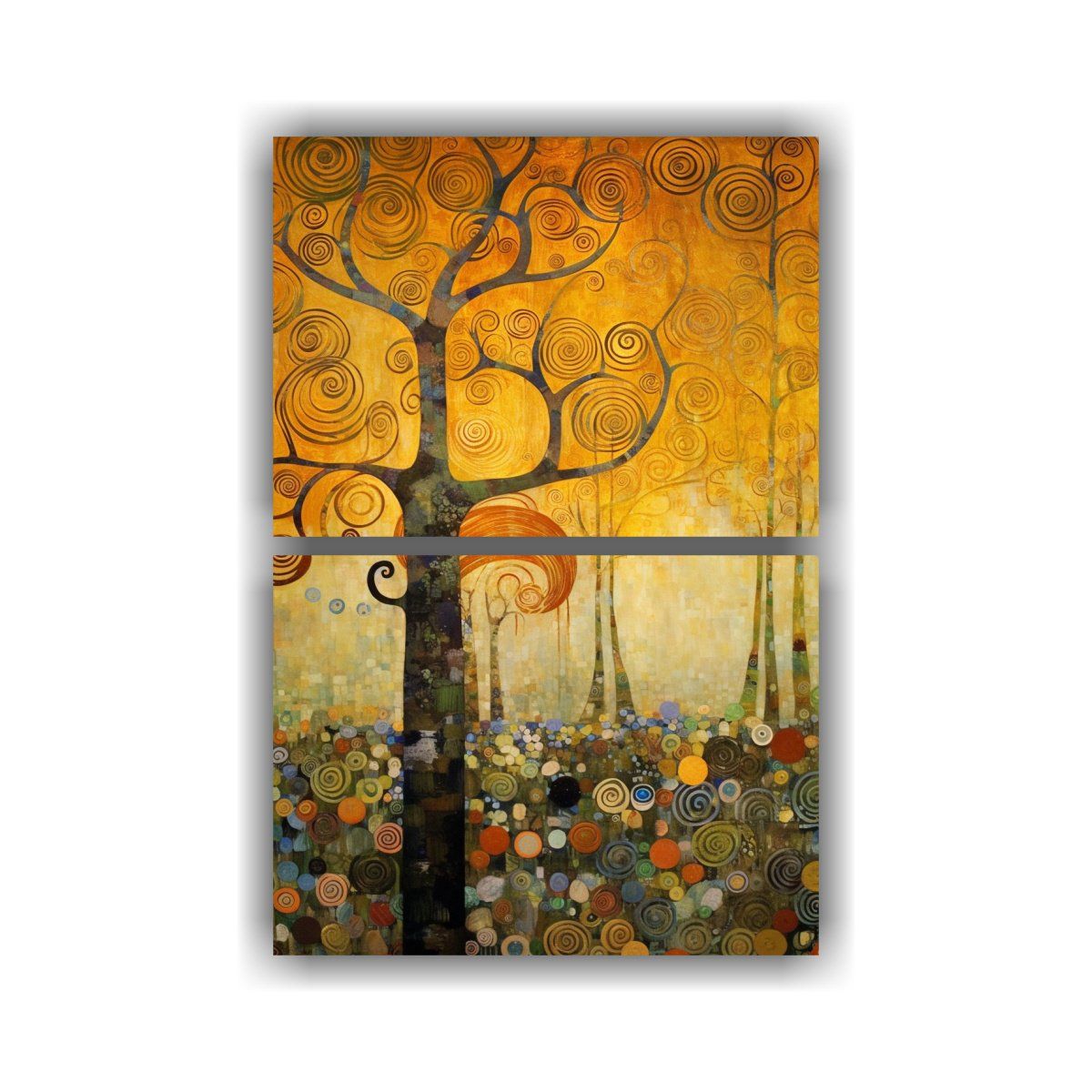 GENERICO - Dos Lienzos Arte Vintage árbol Bonito De 45x60 Cm