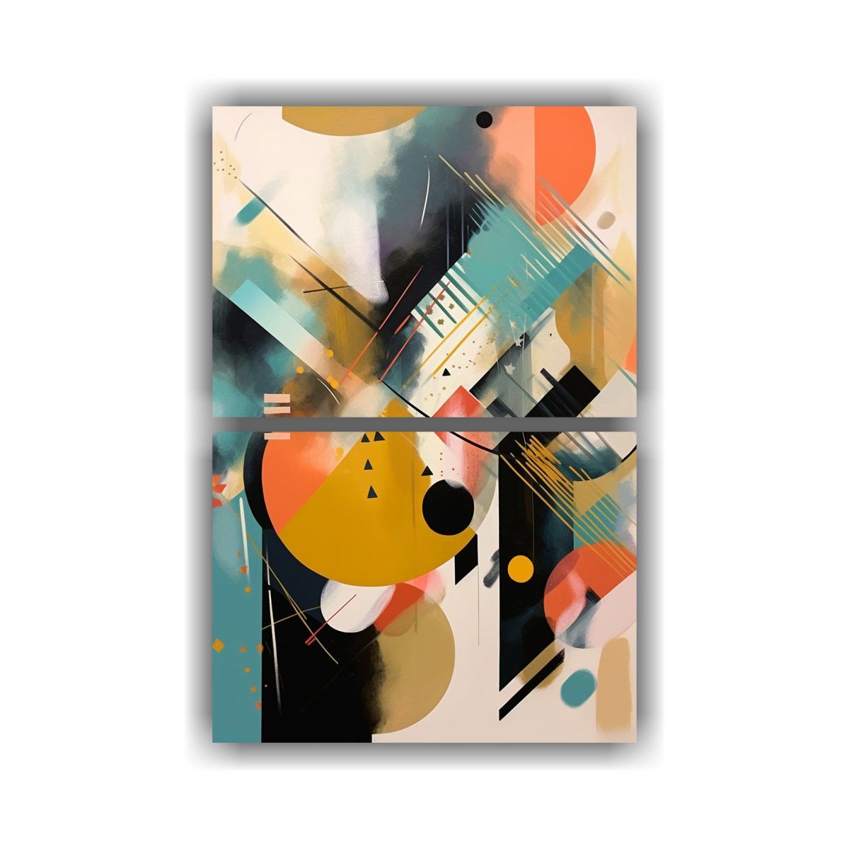 GENERICO - Pinturas Abstractas En Bastidor Con Dos Telas 45x60 Cm