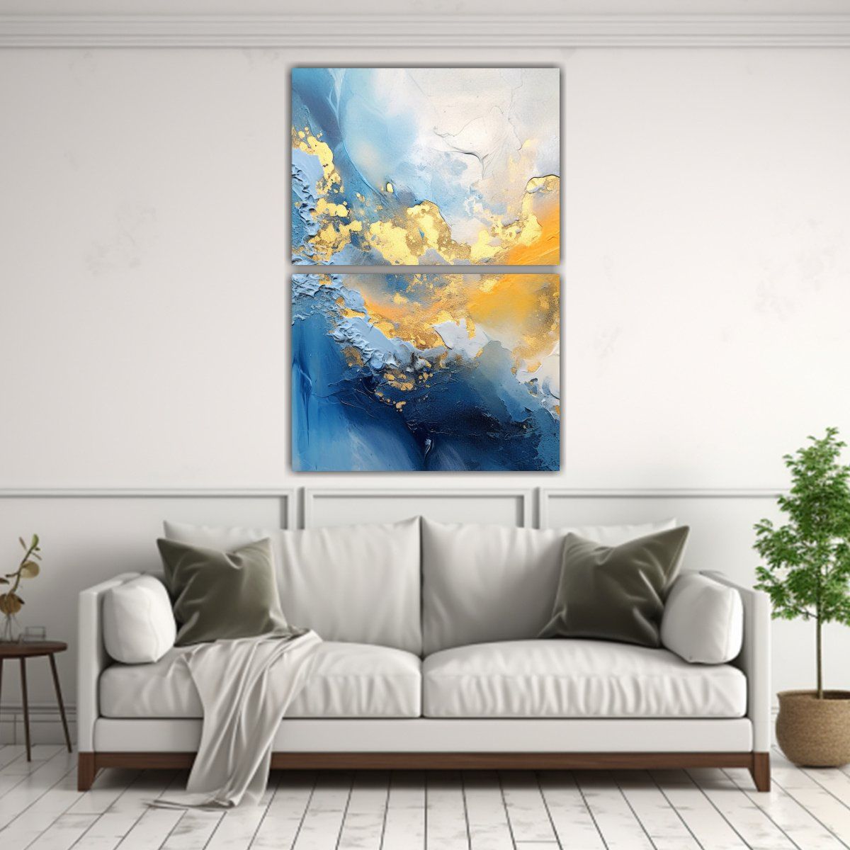 GENERICO - Conjunto De Cuadros Abstractos Amanecer Acuarela 40x60 Cm