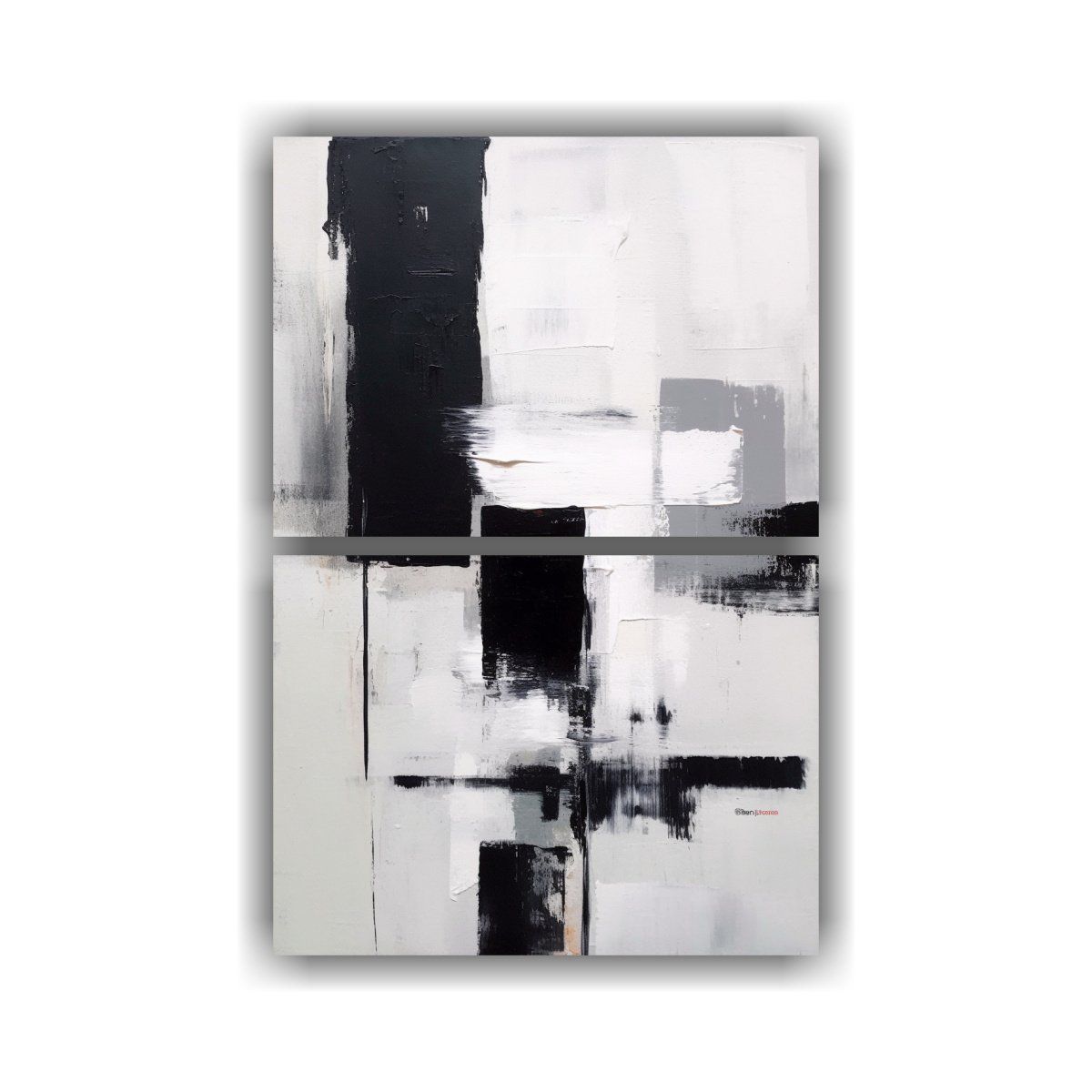 GENERICO - Set 2 Telas Bastidor Concepto Simétrico Arte 45x60 Cm