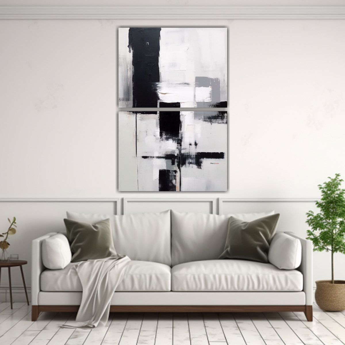 GENERICO - Set 2 Telas Bastidor Concepto Simétrico Arte 45x60 Cm