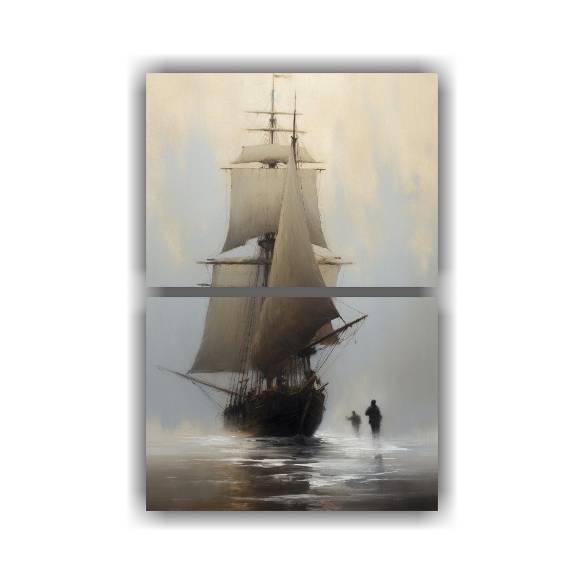 GENERICO - Set 2 Cuadros Conceptual Belleza Natural Velero 45x60 Cm