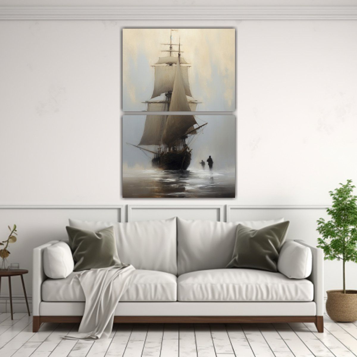 GENERICO - Set 2 Cuadros Conceptual Belleza Natural Velero 45x60 Cm