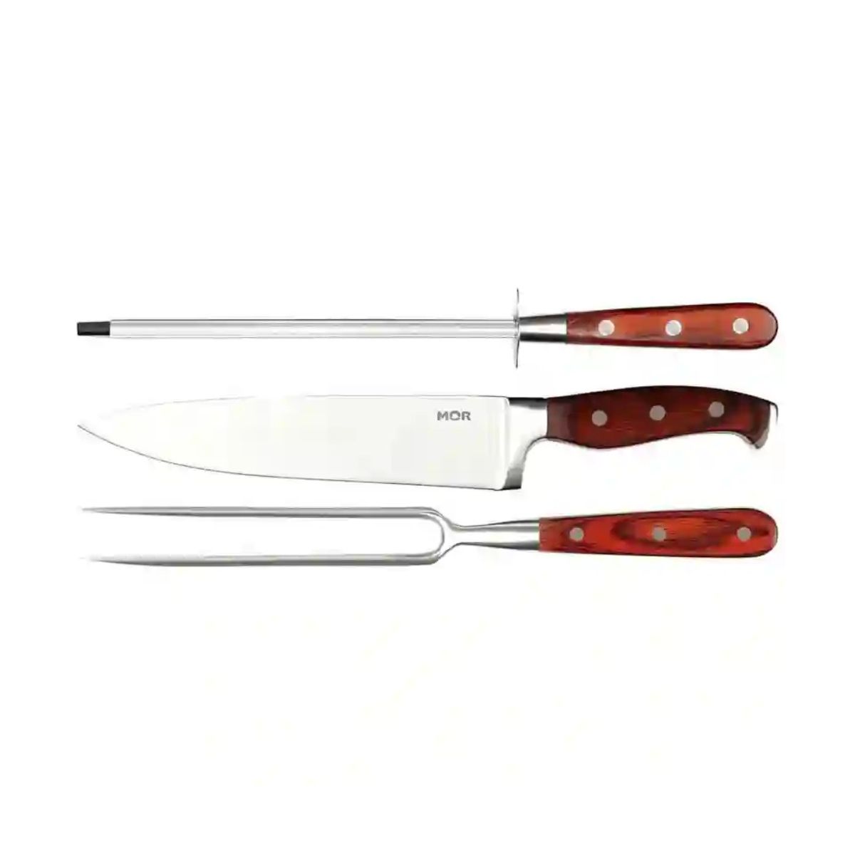 GENERICO - Cuchillo con tenedor y afilador Mor