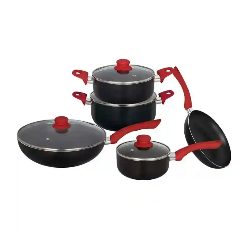GENERICO - Bateria cocina 9 piezas antiadherente negro Mor