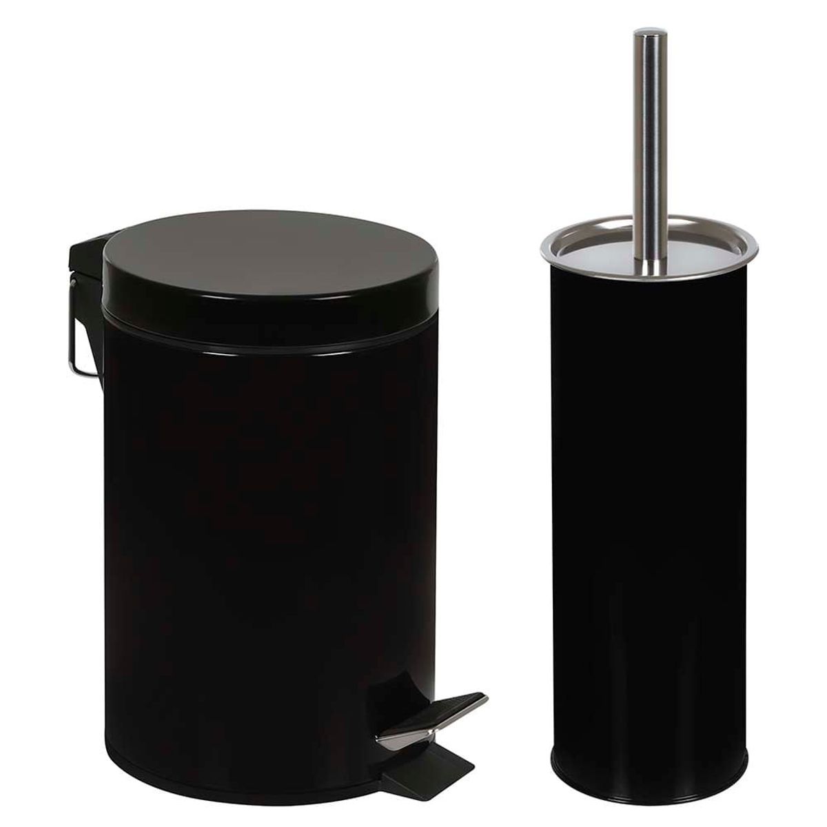 GENERICO - Set de baño papelero y escobilla WC negro Mor