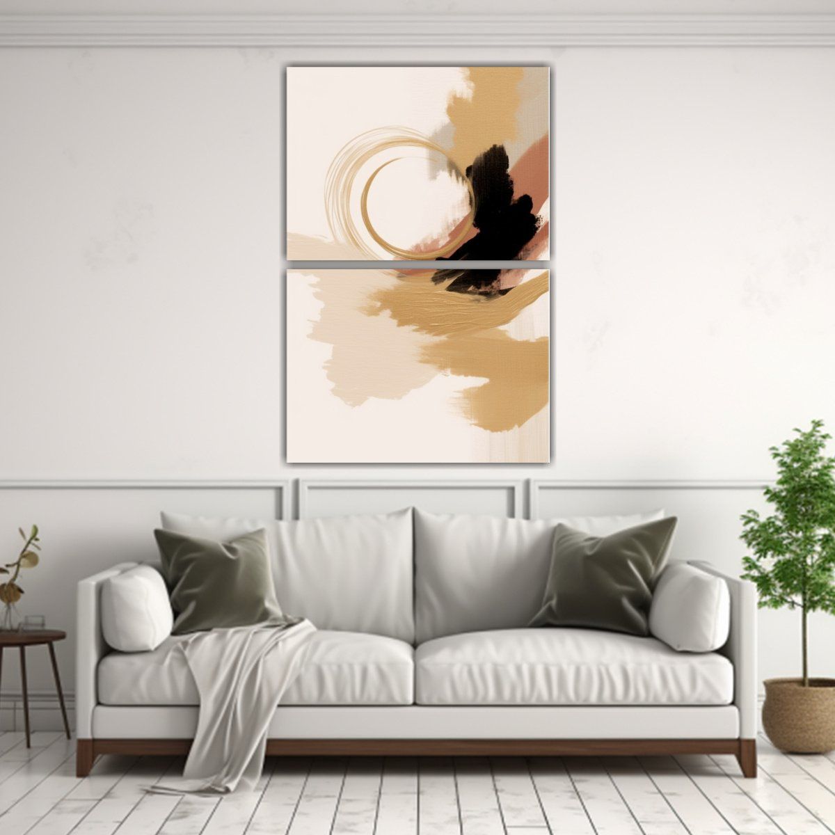 GENERICO - Dos Composiciones Dibujo Personalidad Beige 40x60 Cm