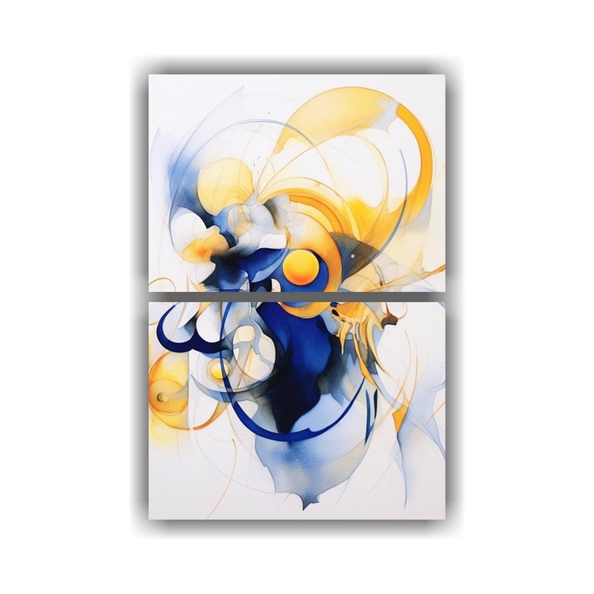 GENERICO - Cuadros Acuarela Composición Dinámica Estilo 40x60 Cm