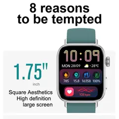 GENERICO - Smartwatch Elegante con 3 correas intercambiables - Pantalla HD 1.75