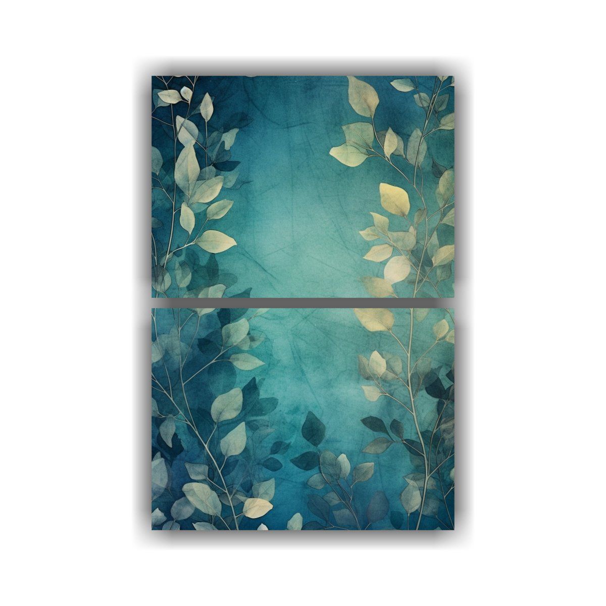 GENERICO - Cuadro Abstracto Acuarela Con Hojas Para 40x60 Cm