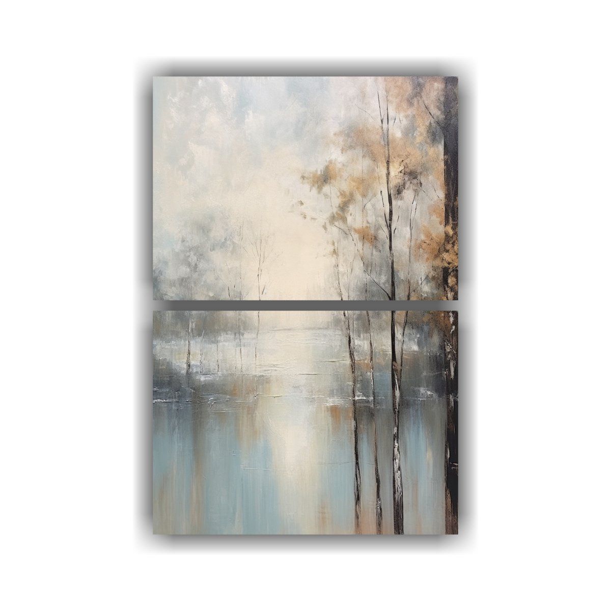 GENERICO - Pintura Abstracta Paisaje Claro Con Tonos Grises 40x60 Cm