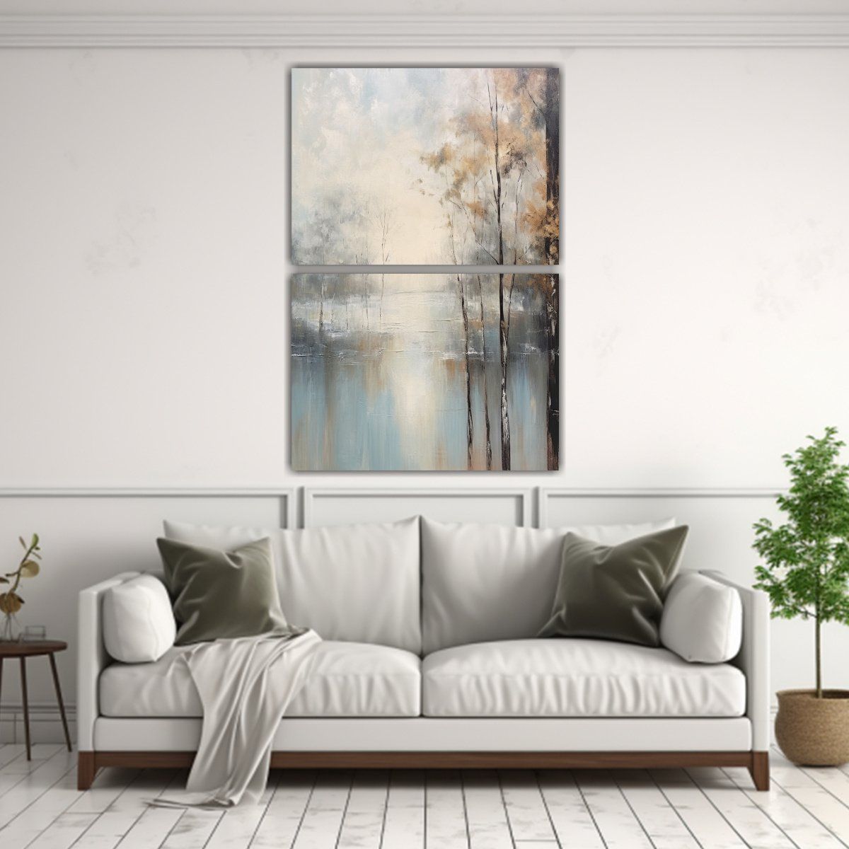 GENERICO - Pintura Abstracta Paisaje Claro Con Tonos Grises 40x60 Cm