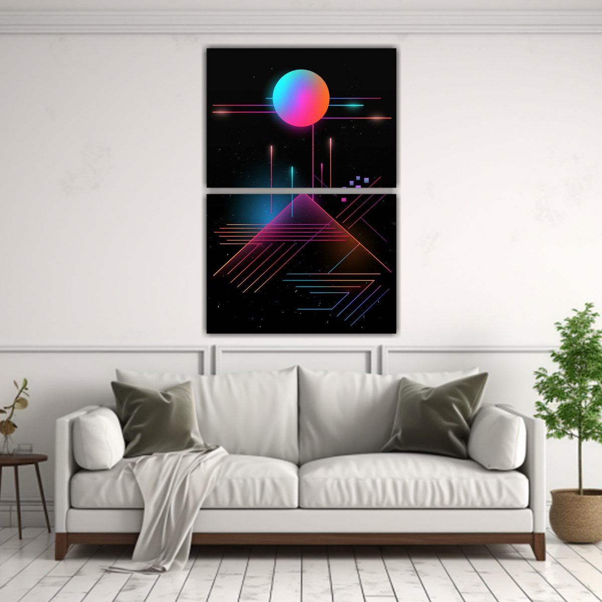 GENERICO - Cuadros Geométricos Minimalistas En Blanco Y 45x60 Cm