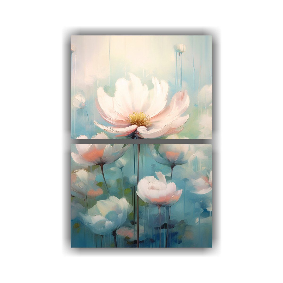 GENERICO - Díptico Tela Sublimada Flores Abstractas En 45x60 Cm