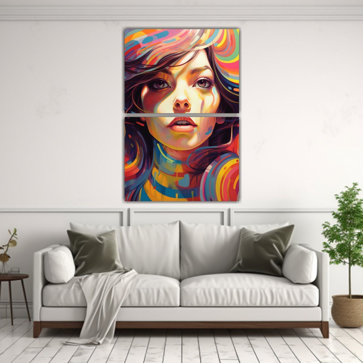 GENERICO - Pintura Animada De Una Chica Con Líneas Finas 40x60 Cm