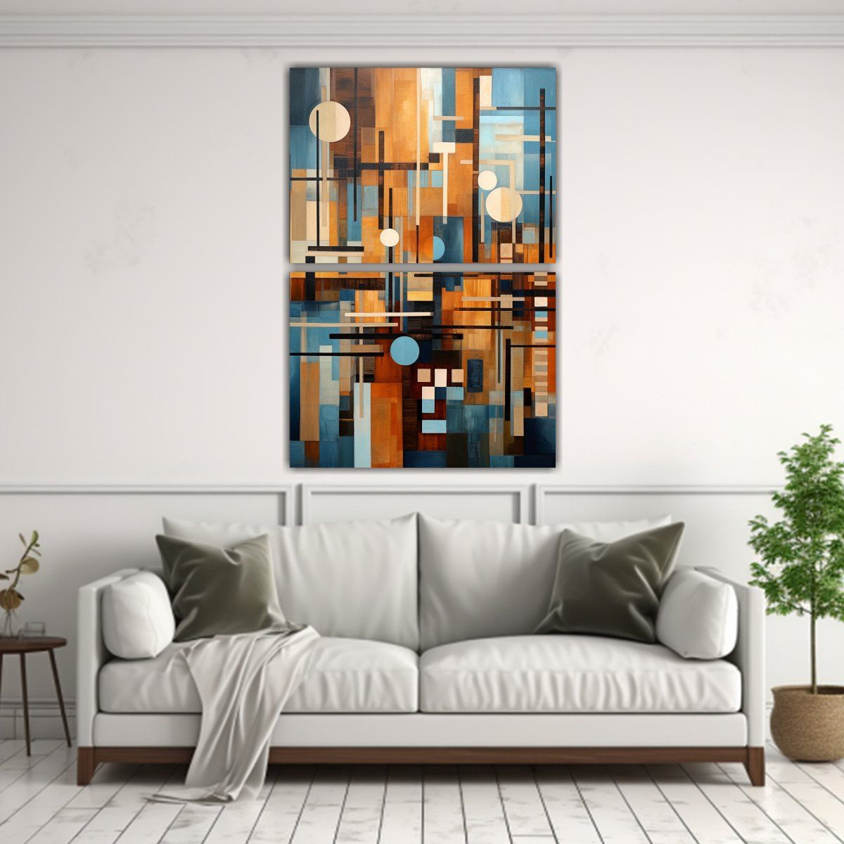 GENERICO - Cuadro Decorativo Azul Y Blanco Con Composición 45x60 Cm