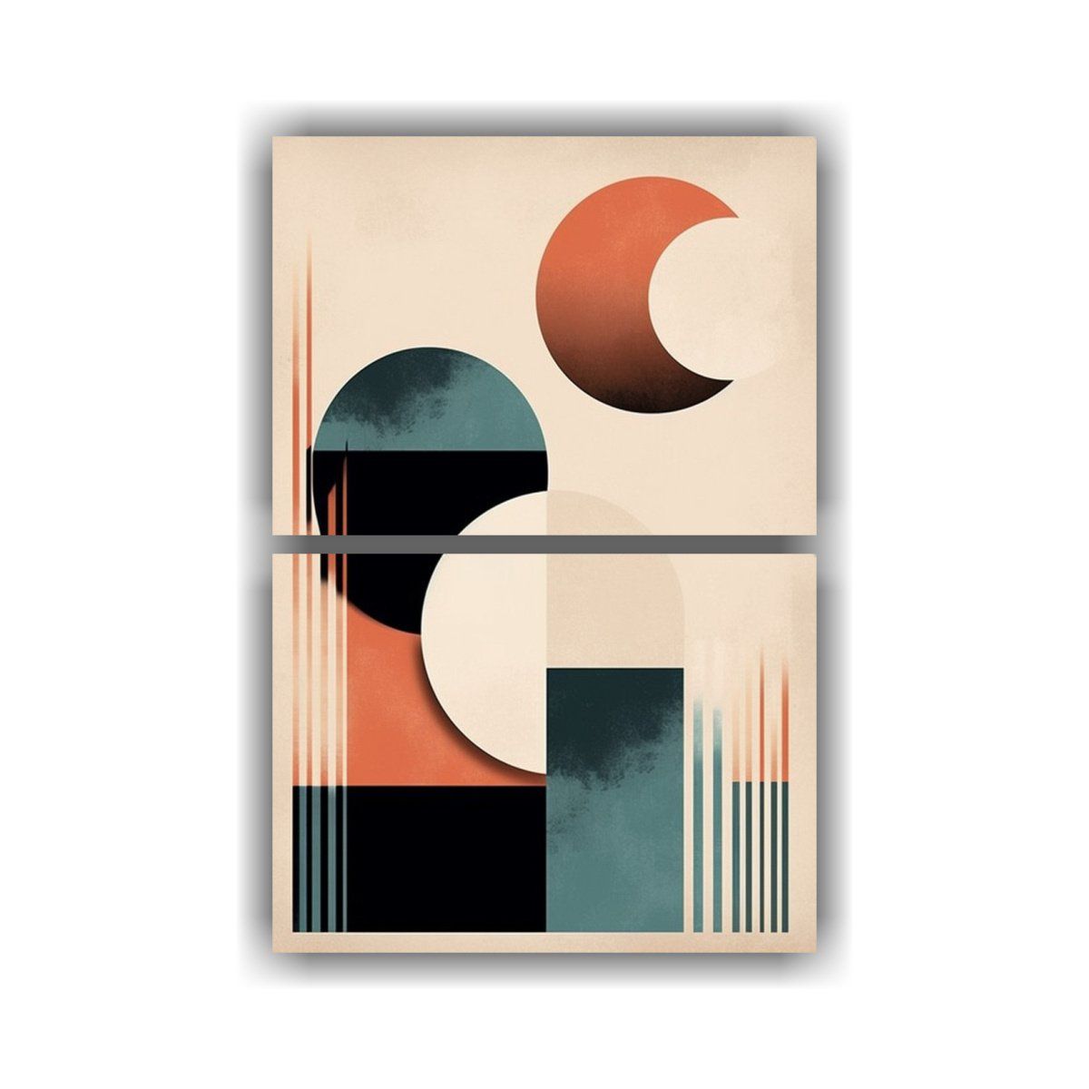 GENERICO - Juego 2 Cuadros Geométricos Fases Lunares 40x60 Cm