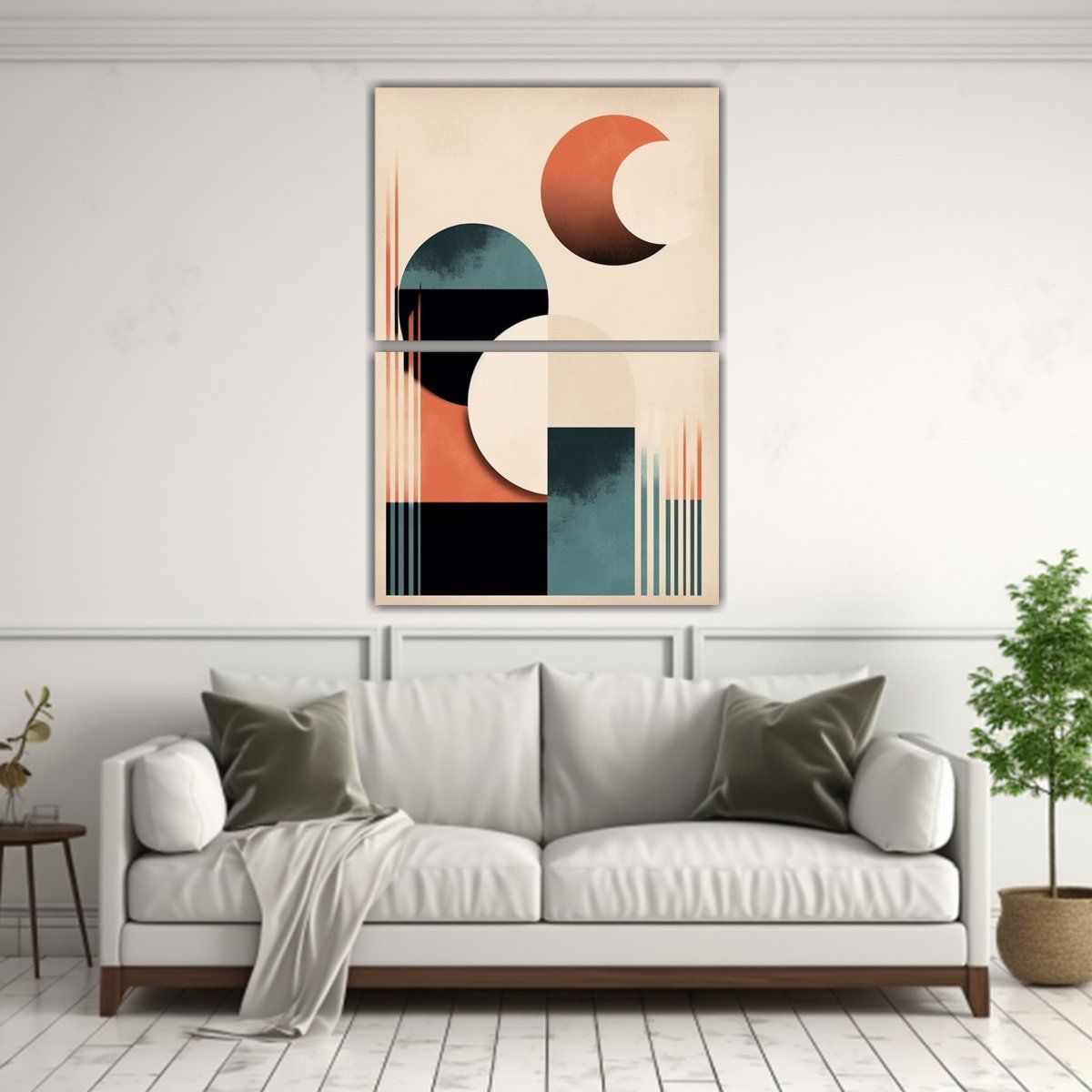 GENERICO - Juego 2 Cuadros Geométricos Fases Lunares 40x60 Cm