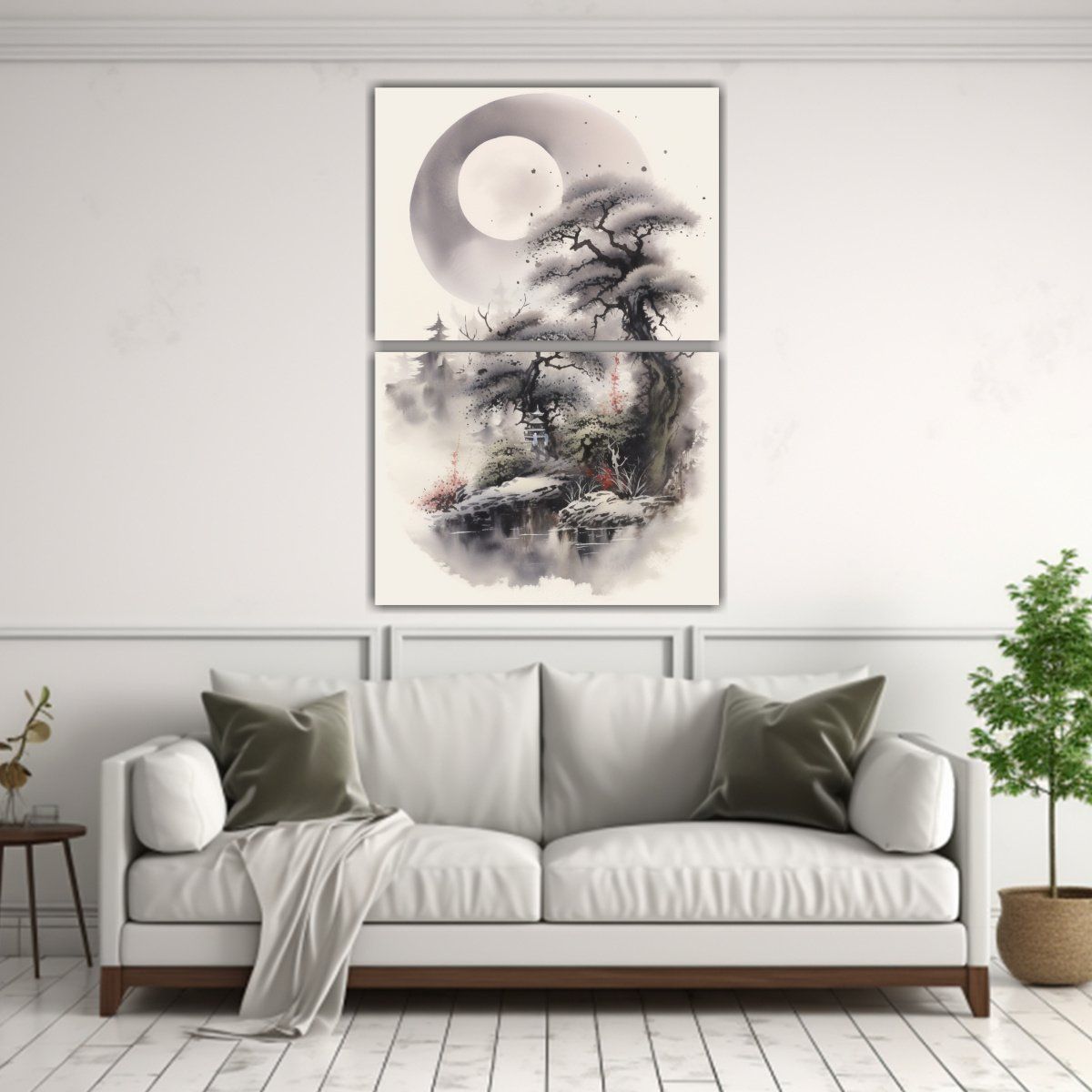 GENERICO - Pinturas Decorativas De Luna Y Noche En Tinta Y 45x60 Cm