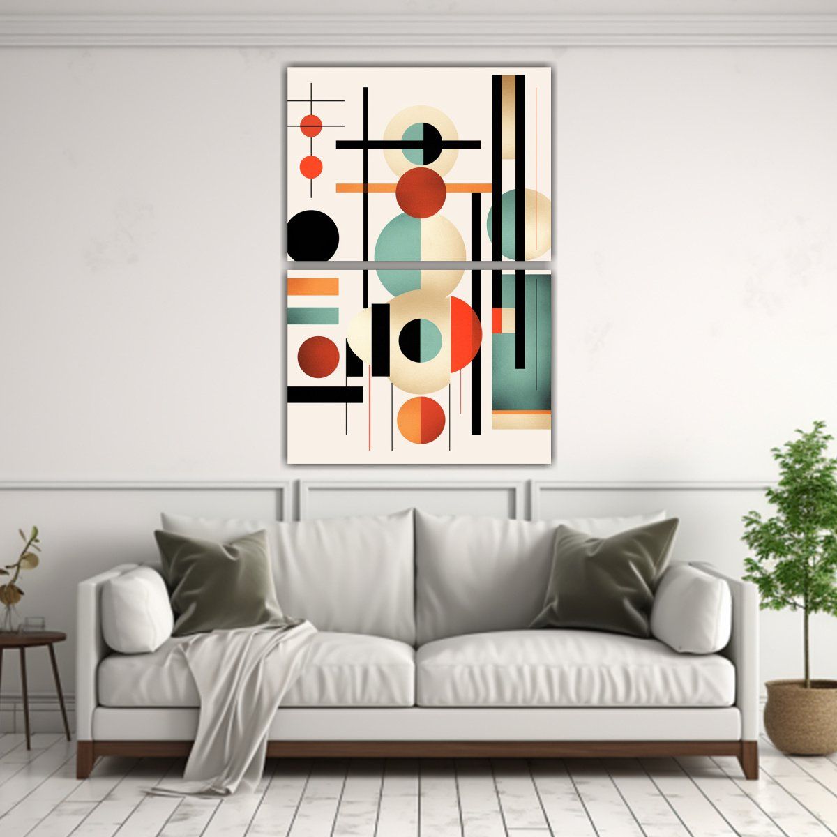 GENERICO - Abstracto Blanco Geométrico Luminoso 45x60 Cm