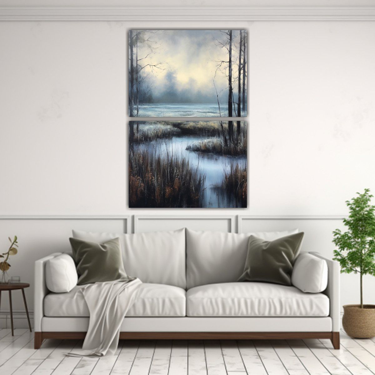 GENERICO - Pintura Acuarela Elegancia Azul De árboles Y 40x60 Cm