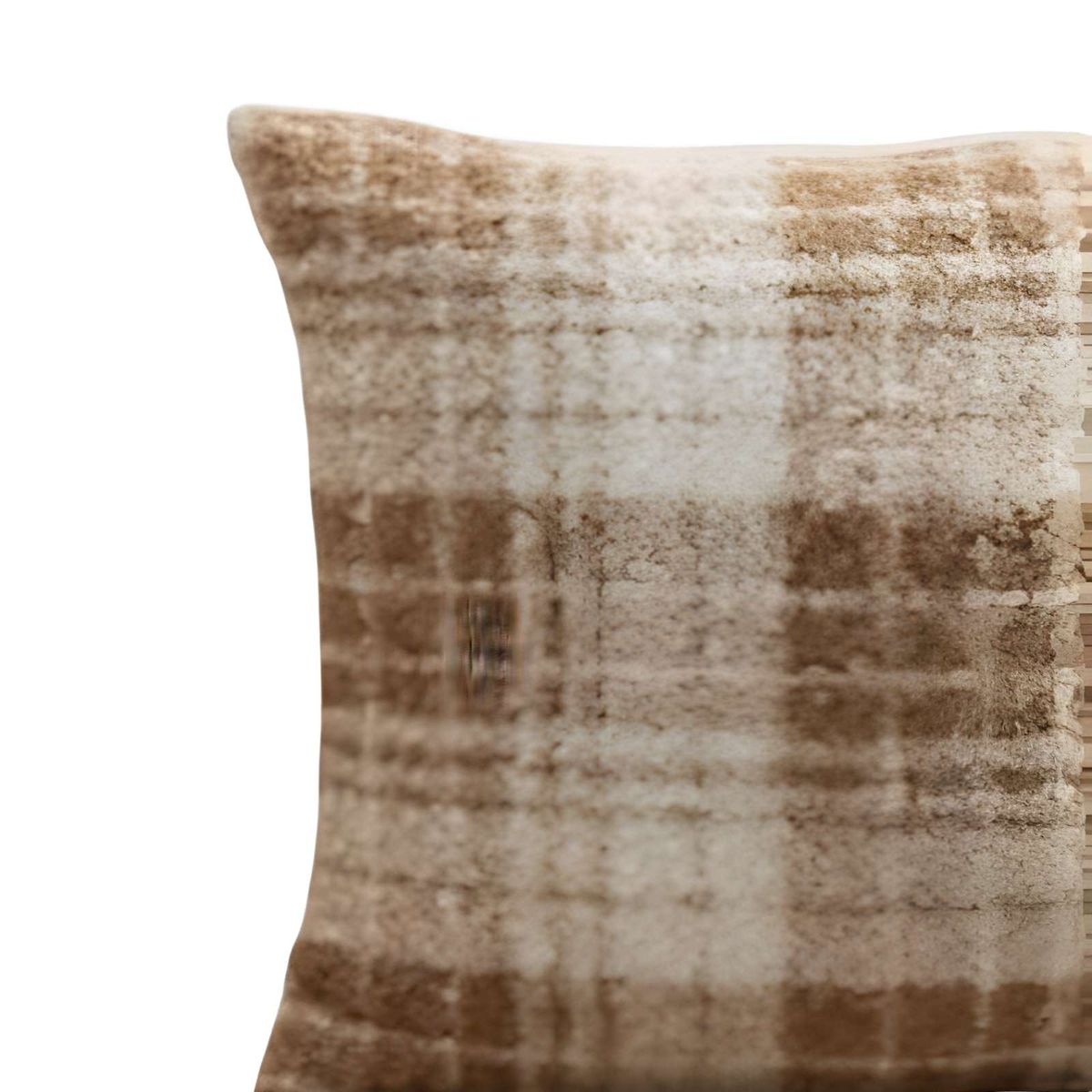 GENERICO - JUEGO DE 2 FUNDAS PELUDAS CUADRILLE FELPA 45X45 CAFÉ CLARO