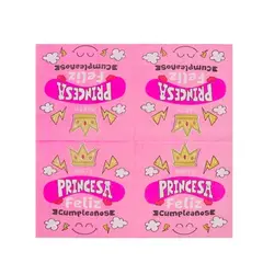GENERICO - Servilletas Rosa Princesa Feliz Cumpleaños 16 Pcs 33X33Cm