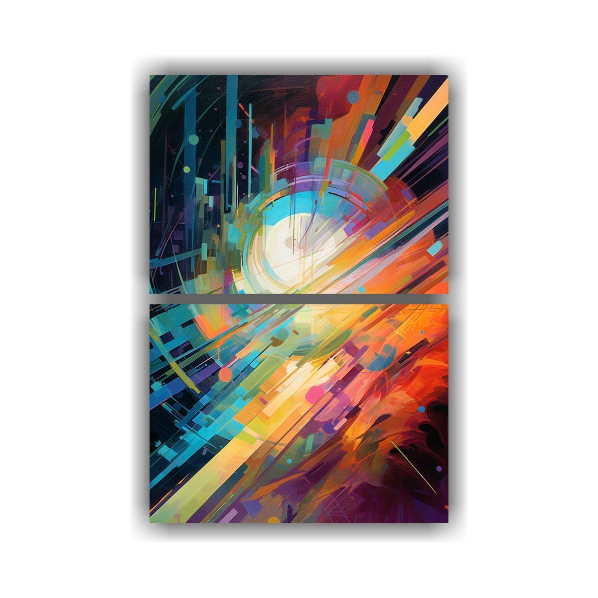 GENERICO - Cuadros Abstractos Tecnológicos Iridescentes Y 45x60 Cm