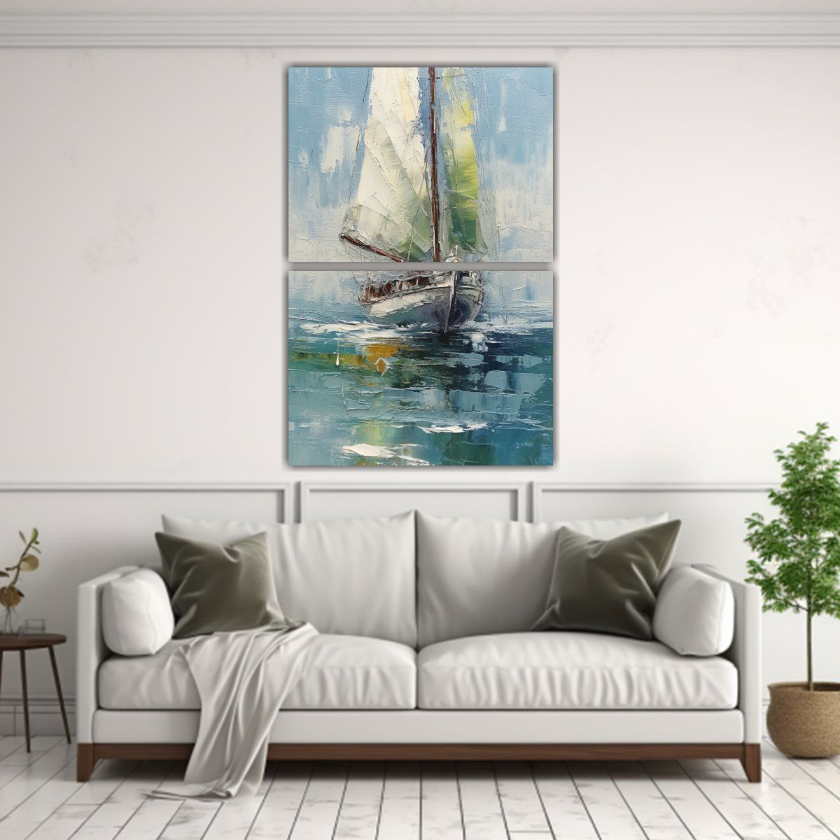 GENERICO - Pintura En Tela De Una Vela En El Agua Estilo Pl 45x60 Cm
