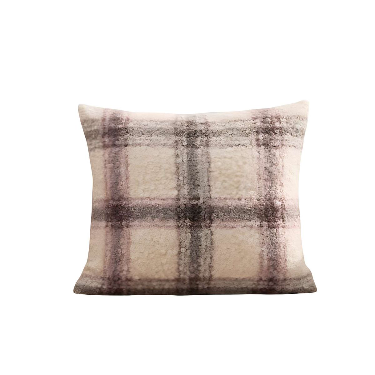 GENERICO - JUEGO DE 4 FUNDAS PELUDAS CUADRILLE FELPA 45X45 BEIGE…