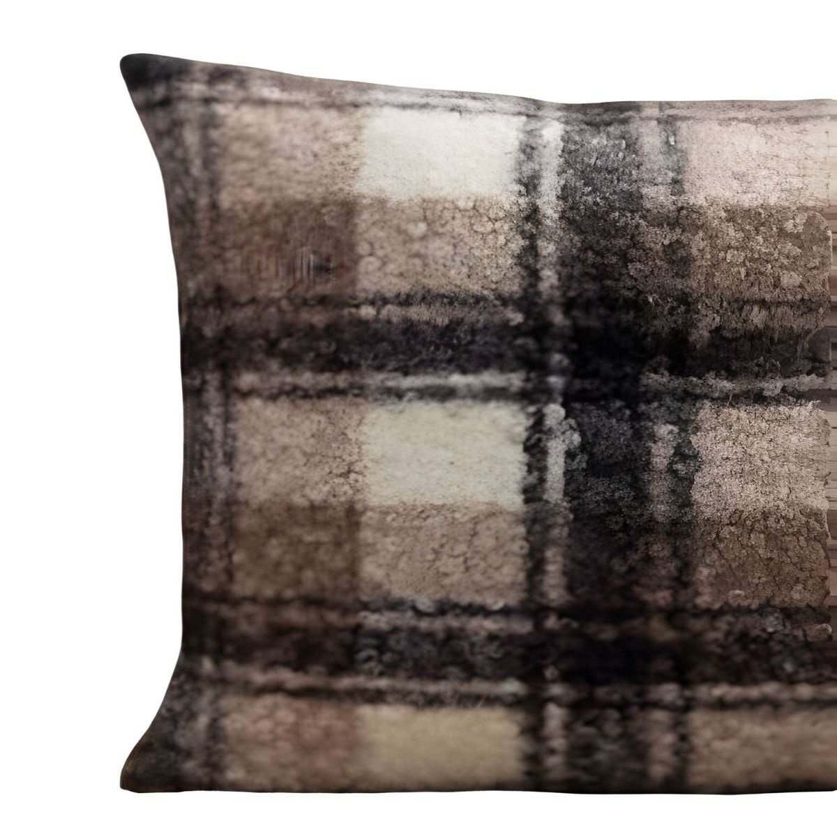 GENERICO - JUEGO DE 4 FUNDAS PELUDAS CUADRILLE FELPA 45X45 CAFÉ OSCURO…