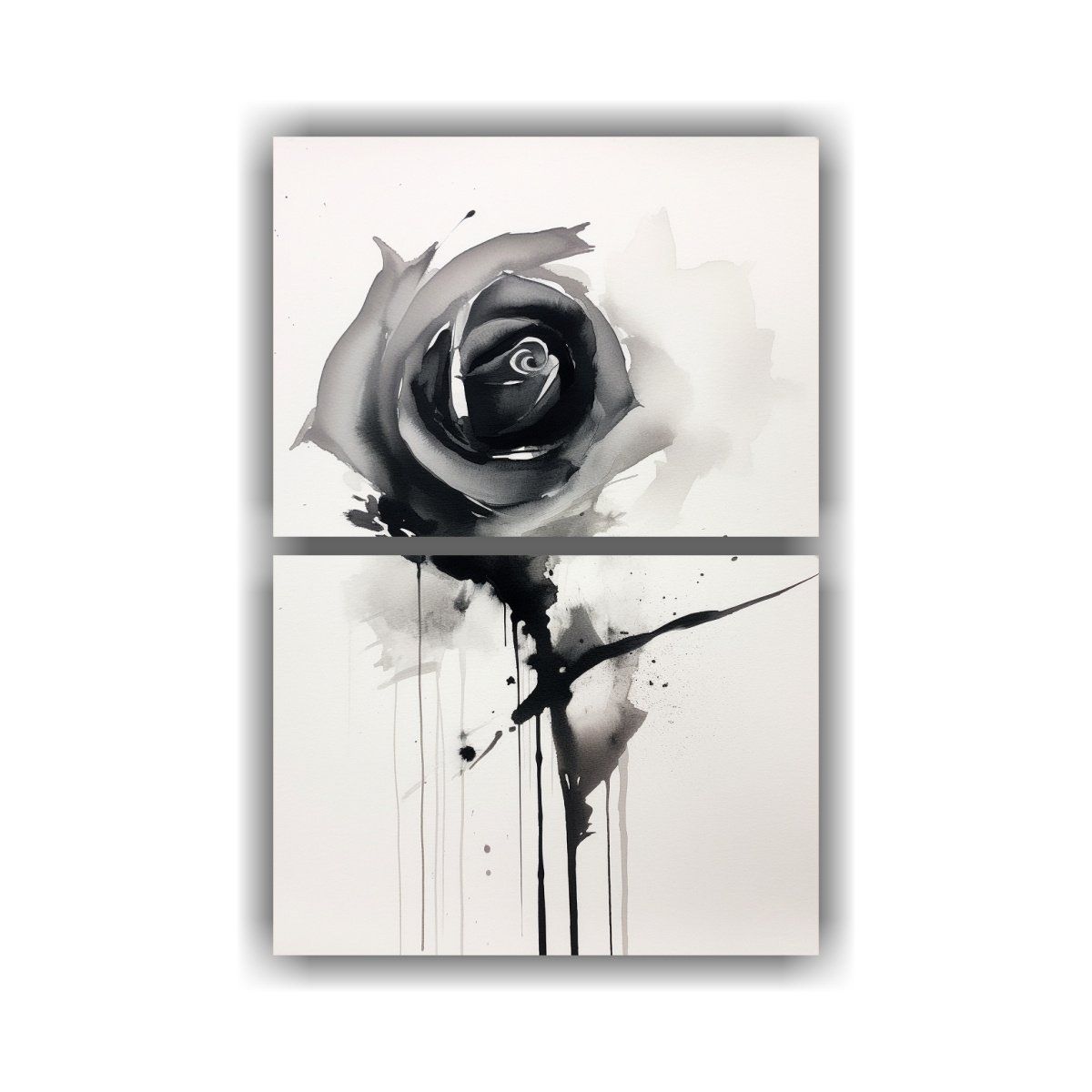 GENERICO - Pintura Abstracta Minimalista De Rosa Negra Boca 40x60 Cm