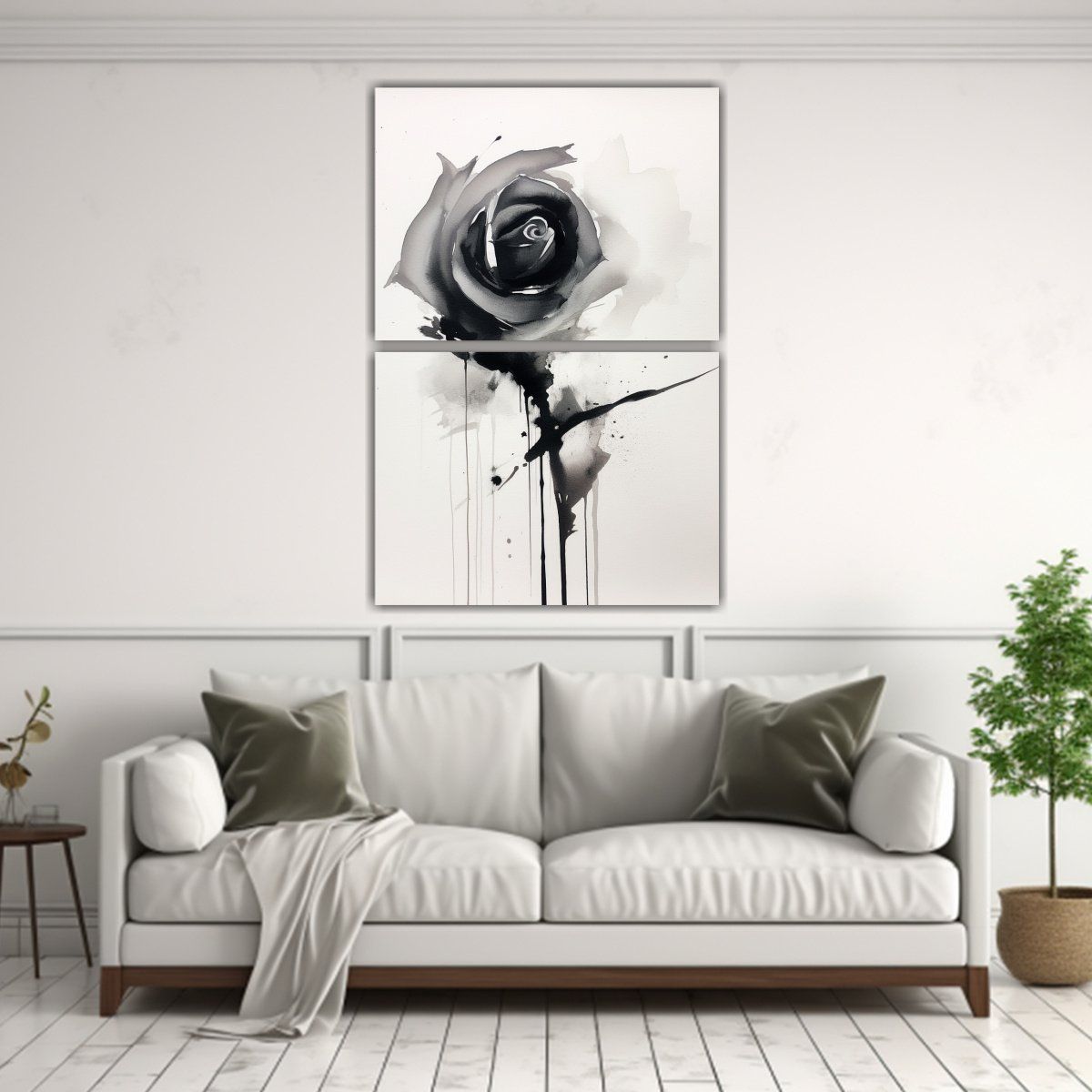 GENERICO - Pintura Abstracta Minimalista De Rosa Negra Boca 40x60 Cm