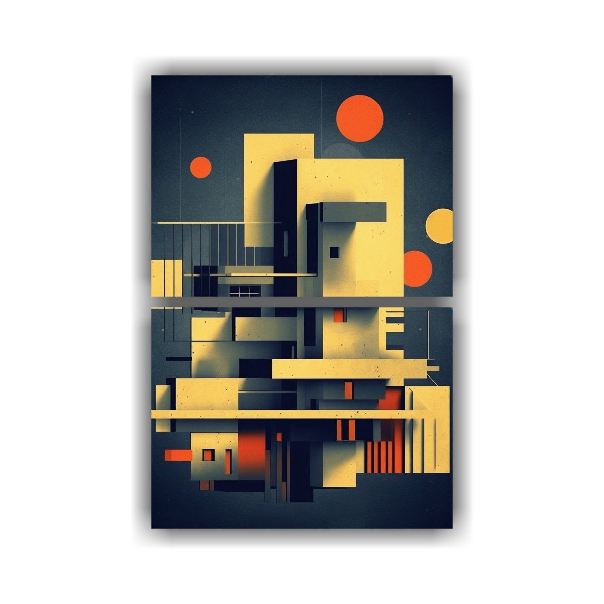 GENERICO - Diptico De Forma Para Cuarto En Estilo Bauhaus 45x60 Cm