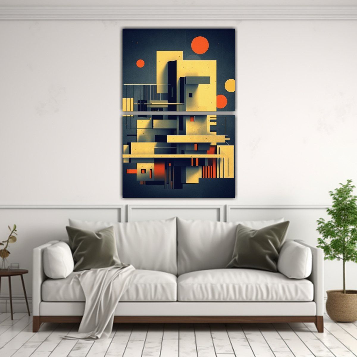 GENERICO - Diptico De Forma Para Cuarto En Estilo Bauhaus 40x60 Cm