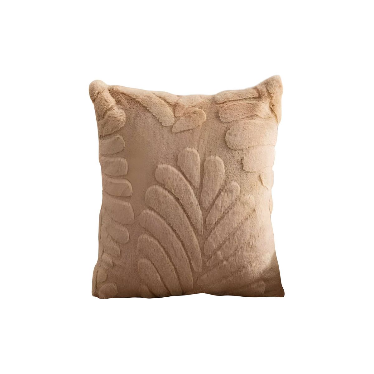 GENERICO - JUEGO DE 4 FUNDAS PELUDAS DE HOJA MODERNA 45X45 CAFÉ