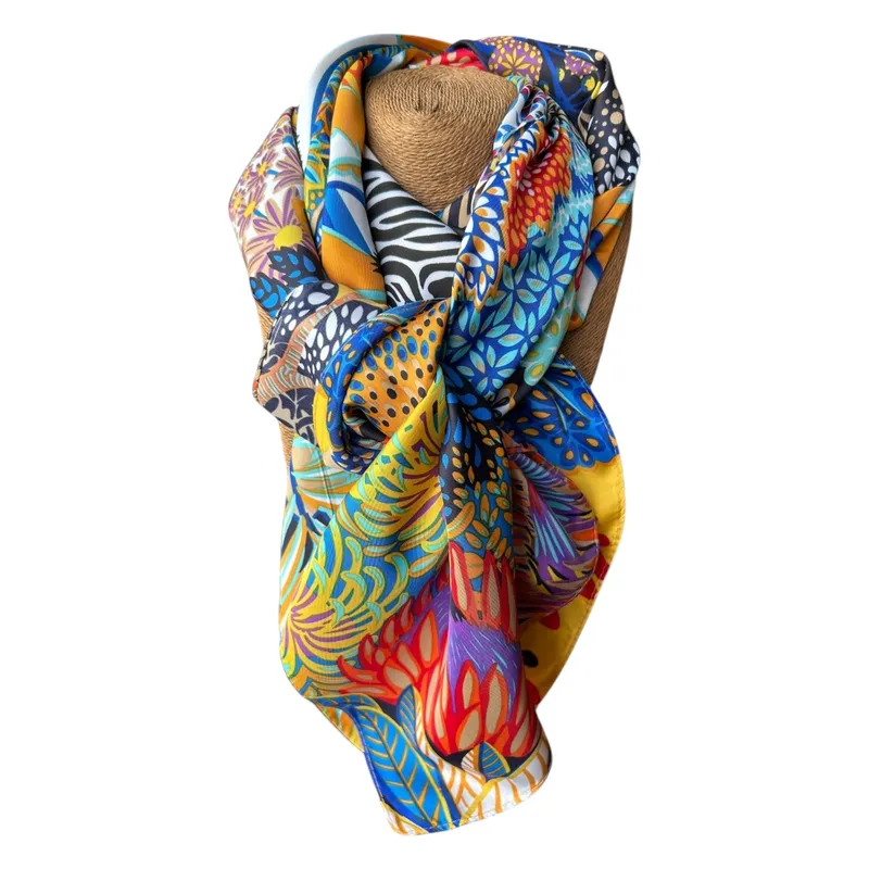 MAXO - Pañuelo de Seda de Sarga Mujer 130X130 CAMILA I