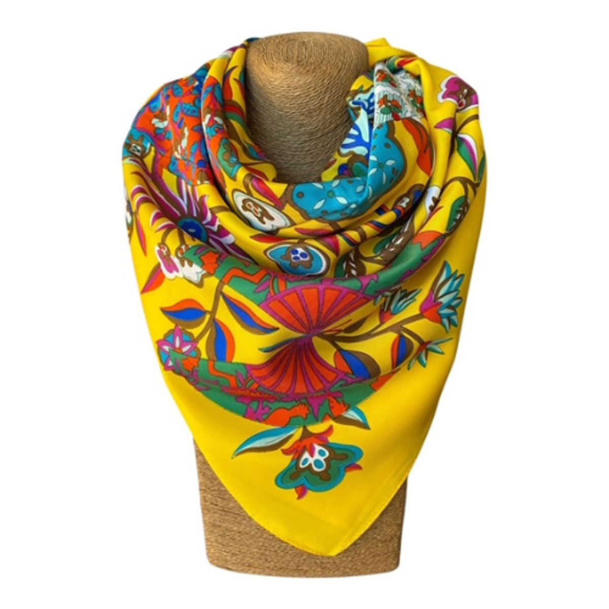 MAXO - Pañuelo de Seda de Sarga Mujer 130X130 FRANCIA