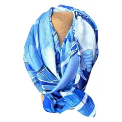 MAXO - Pañuelo de Seda de Sarga Mujer 130X130 RENATA BLUE