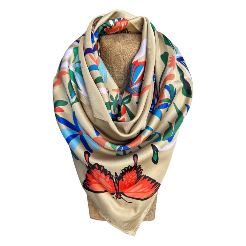 MAXO - Pañuelo de Seda de Sarga Mujer 130X130 VALENTINA II